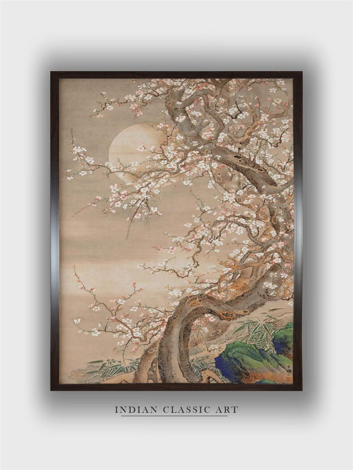 "Indian Floral Printed Framed Wall Art''