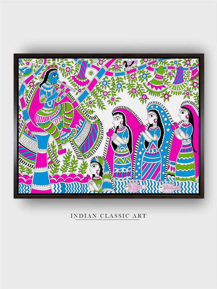 "Madhubani Printed Framed Wall Art''