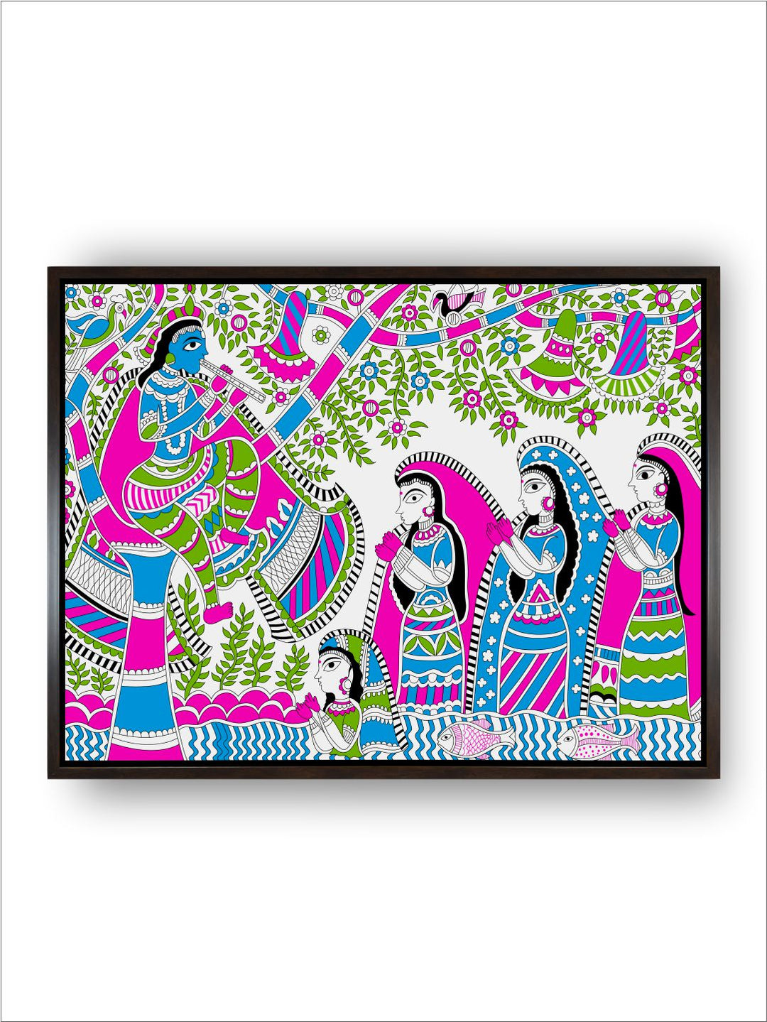 "Madhubani Printed Framed Wall Art''