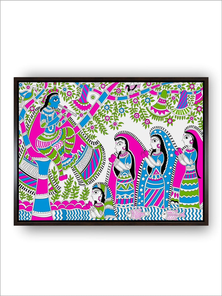 "Madhubani Printed Framed Wall Art''