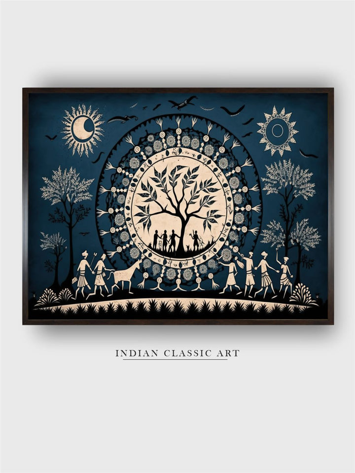 "Warli Painting Canvas Wall Art''