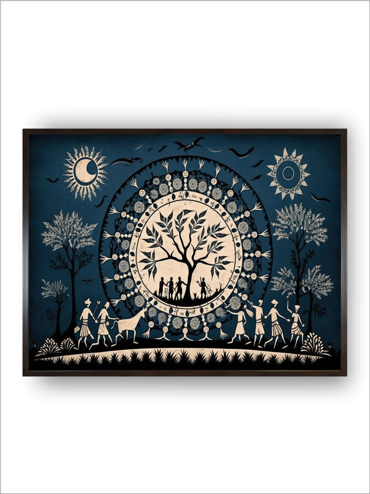 "Warli Painting Canvas Wall Art''
