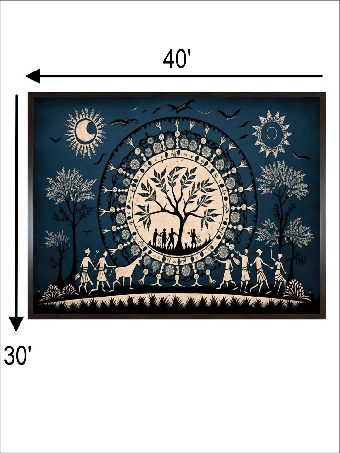 "Warli Painting Canvas Wall Art''