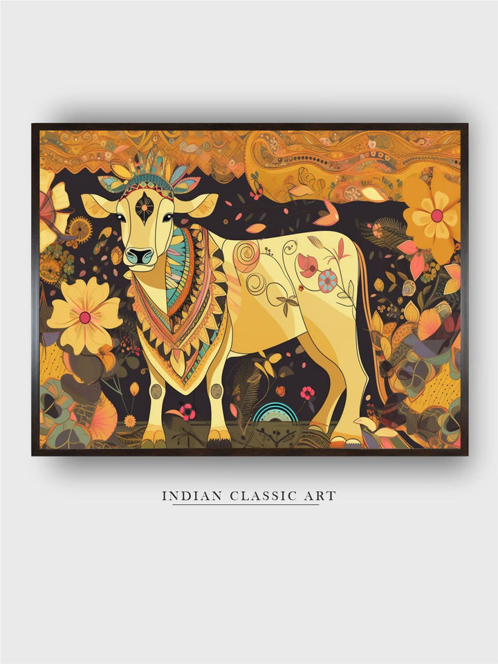 "Indian Cow Painting Wall Art''