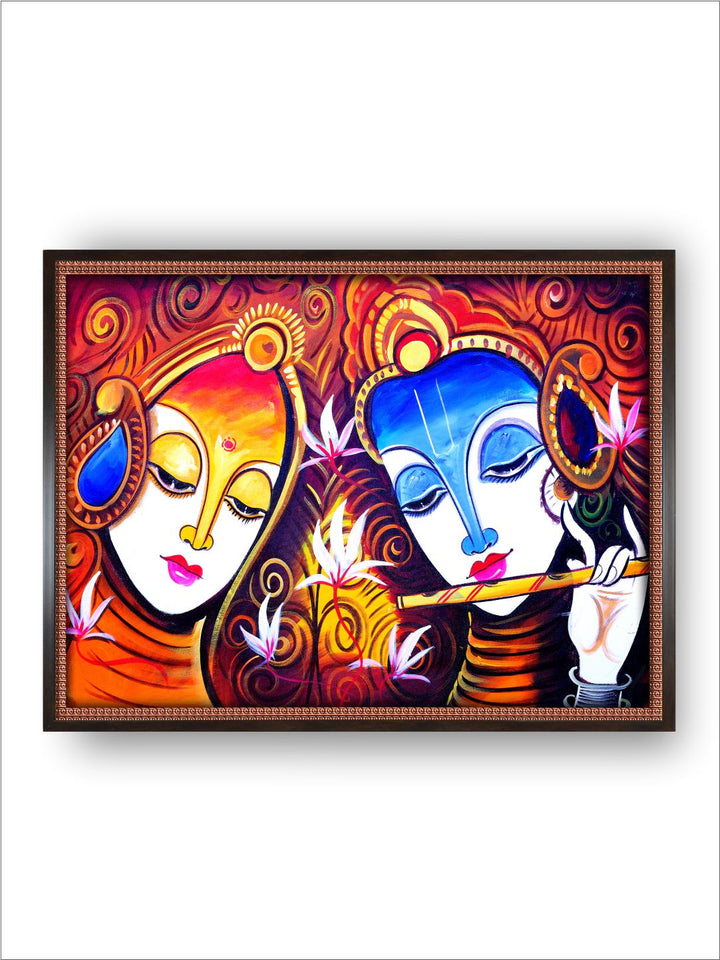 "Radha Krishna Madhubani Painting Canvas Wall Art''