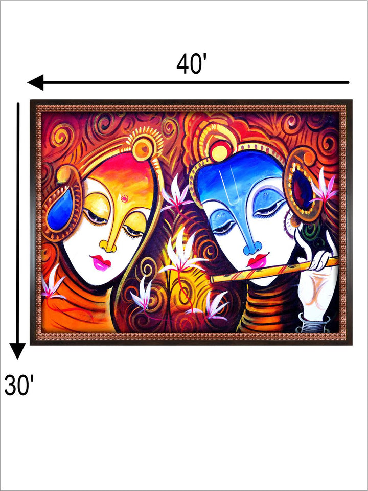 "Radha Krishna Madhubani Painting Canvas Wall Art''
