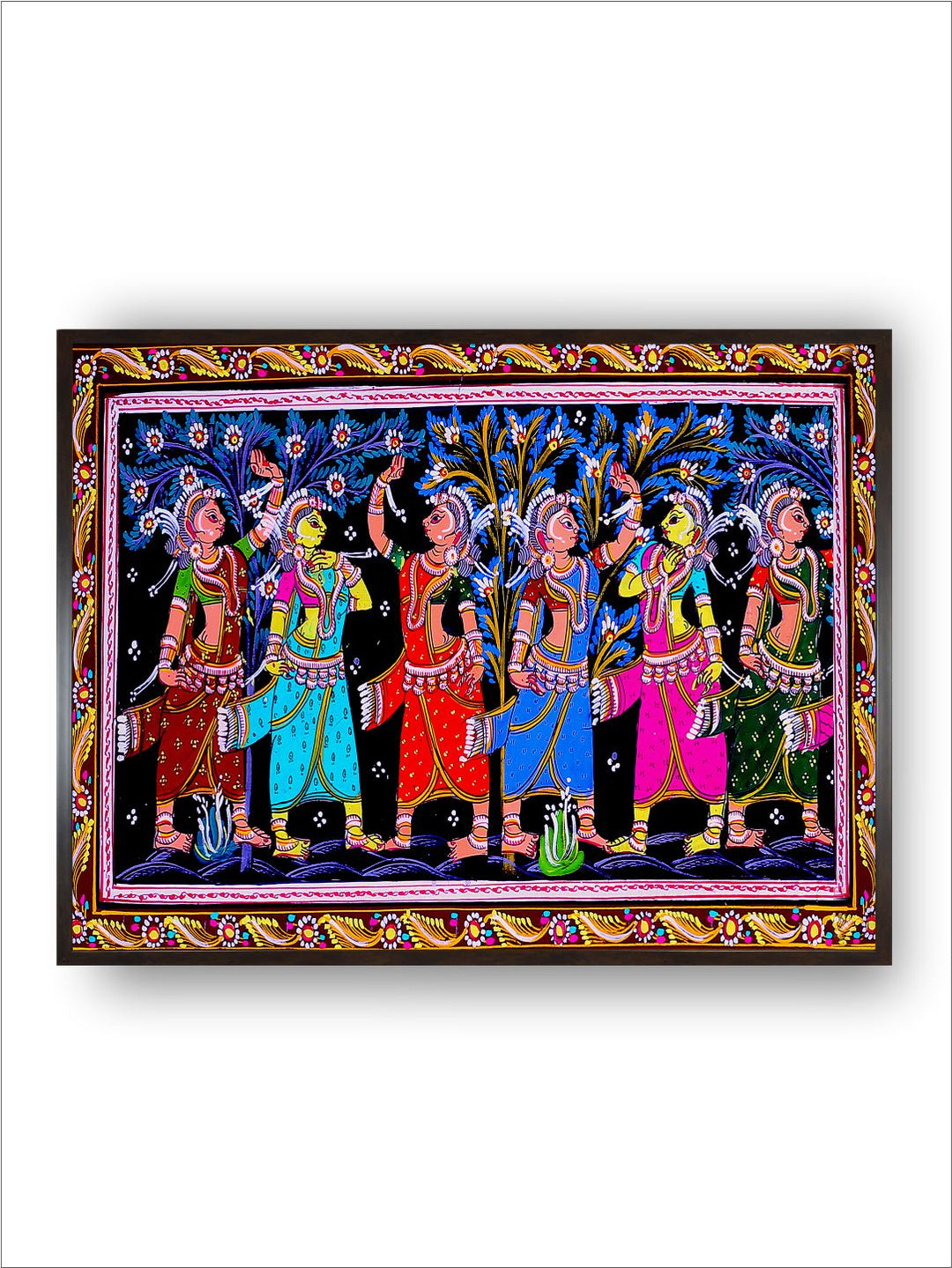"Madhubani Printed Framed Canvas Wall Art''