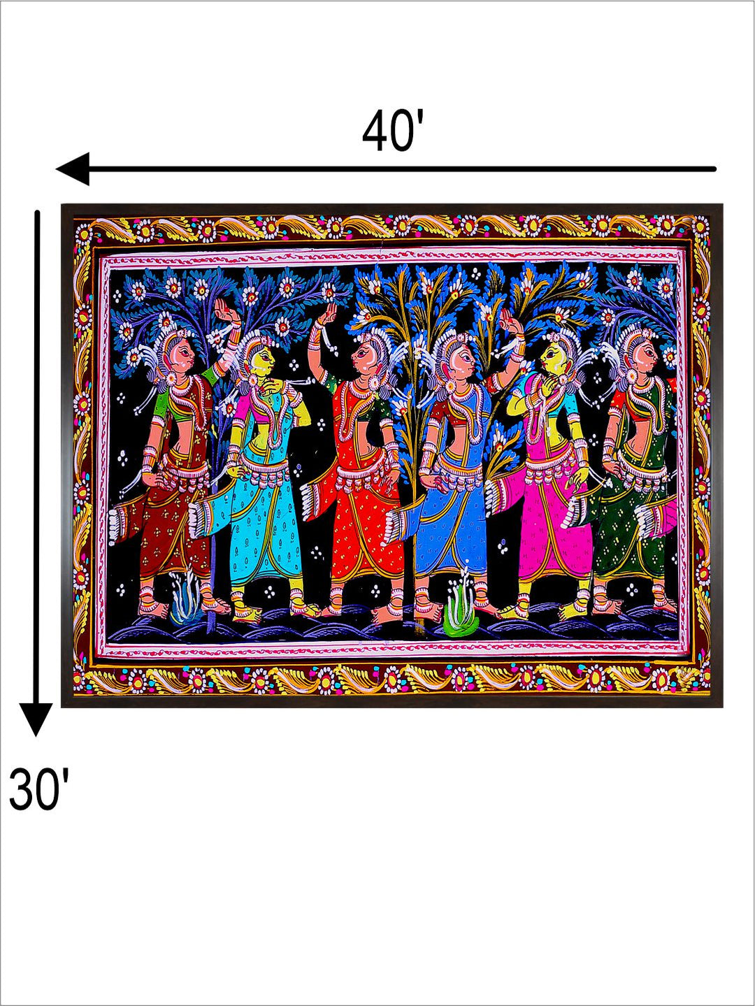 "Madhubani Printed Framed Canvas Wall Art''