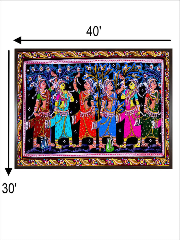 "Madhubani Printed Framed Canvas Wall Art''