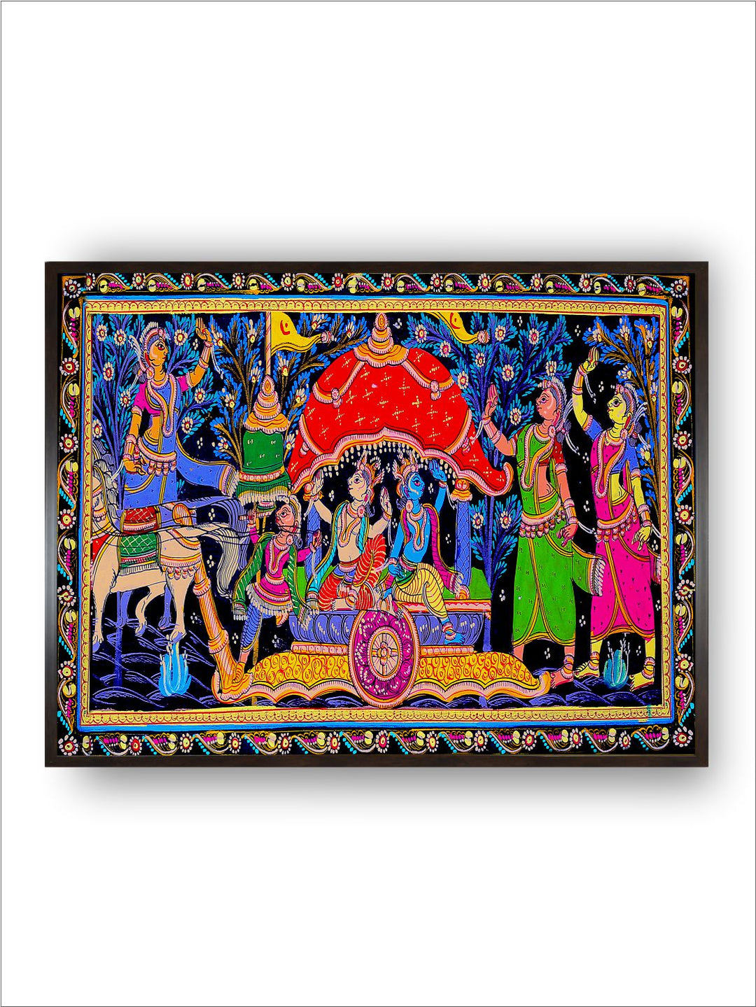 "Madhubani Printed Framed Canvas Wall Art''