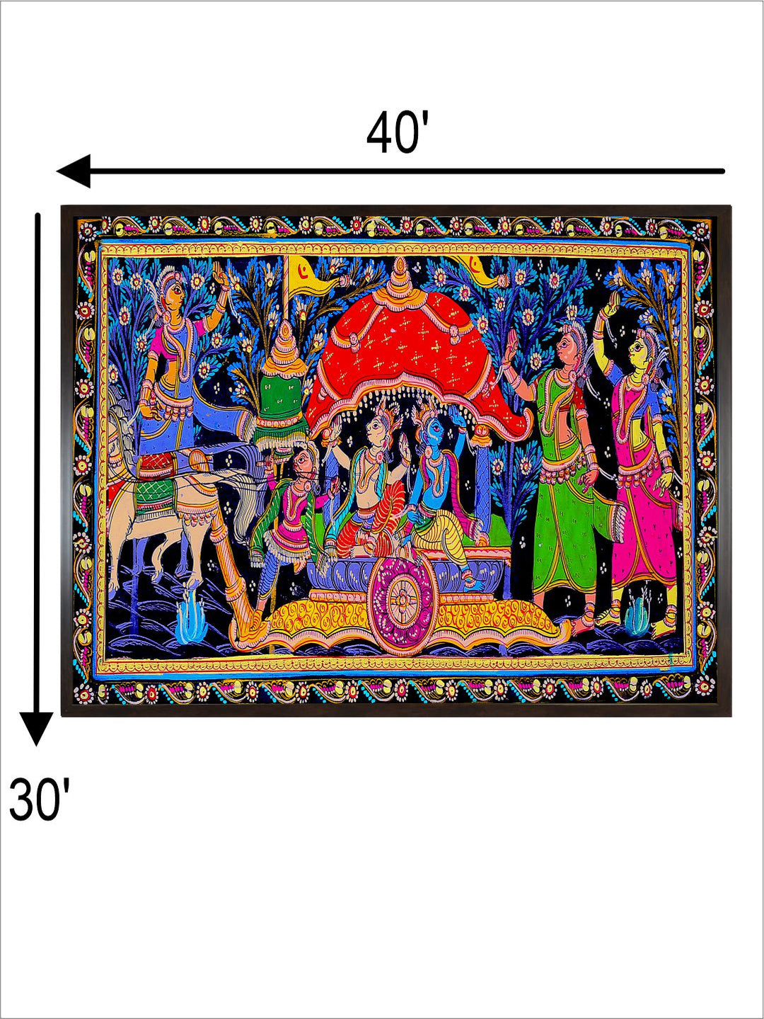 "Madhubani Printed Framed Canvas Wall Art''