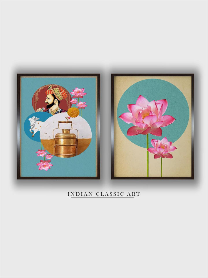 "2-Pieces Indian Art Printed Framed Wall Art''