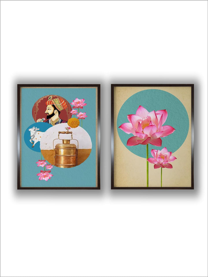 "2-Pieces Indian Art Printed Framed Wall Art''
