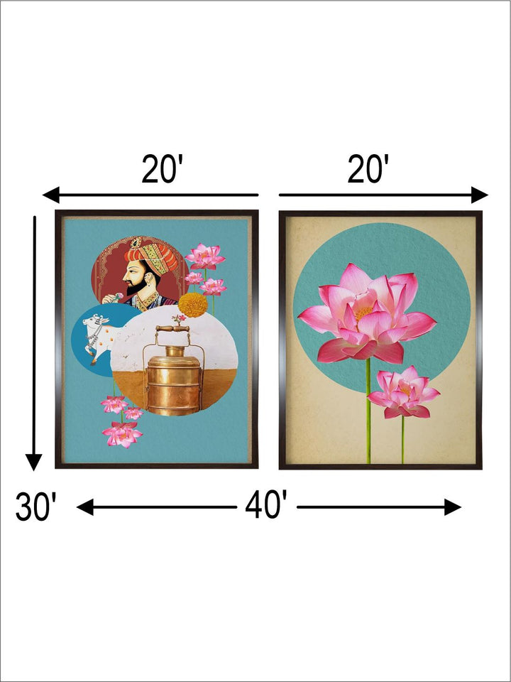 "2-Pieces Indian Art Printed Framed Wall Art''