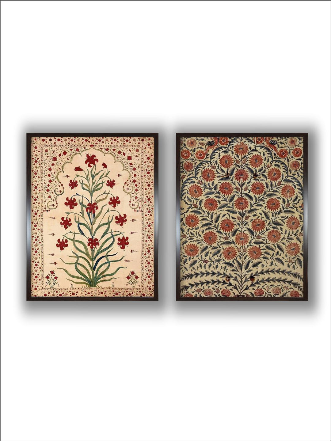 "2 Pieces Indian Vintage Floral  Wall Art''