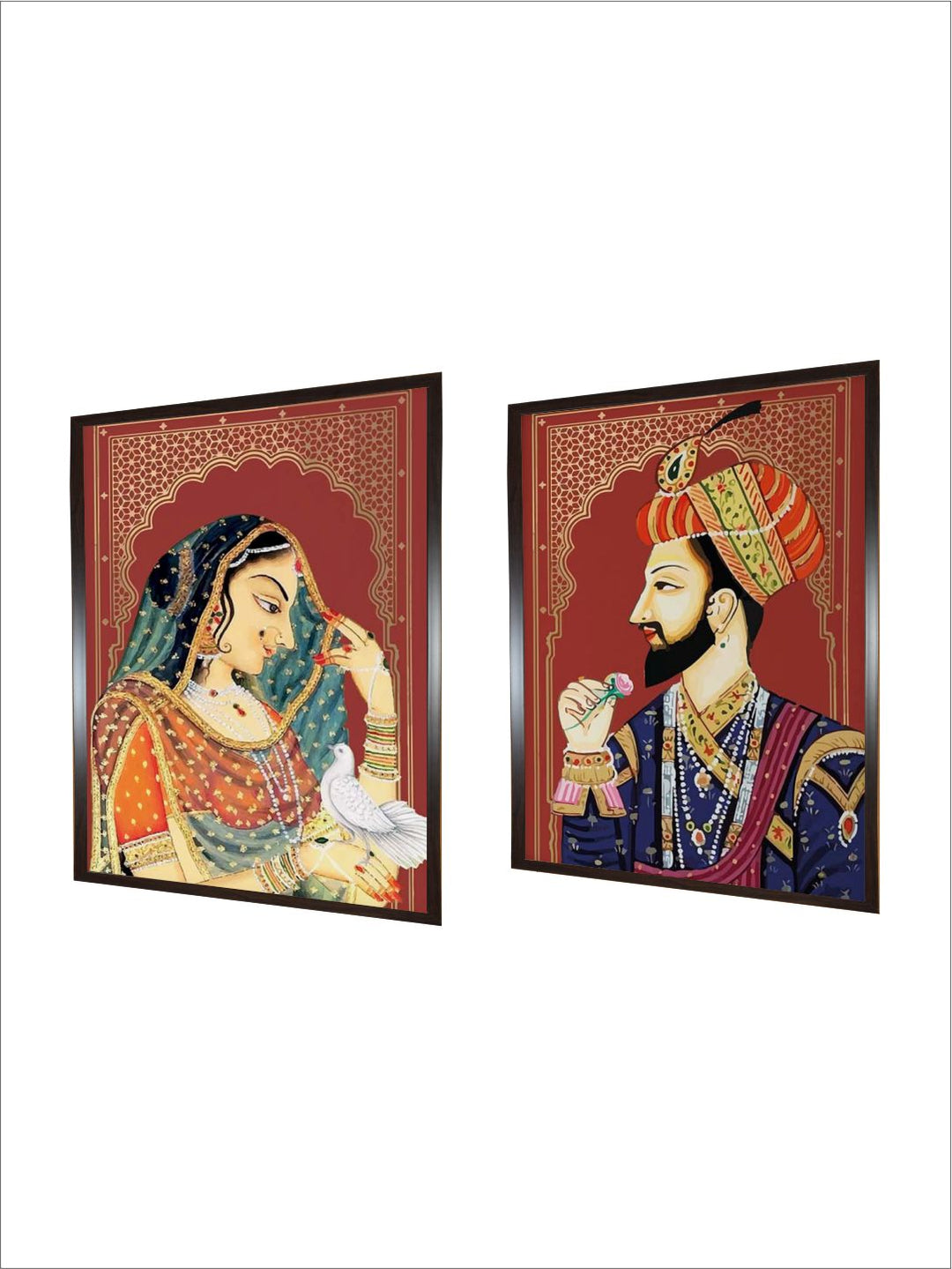 "2 Pieces Indian Royal Raja Rani Printed Wall Art''