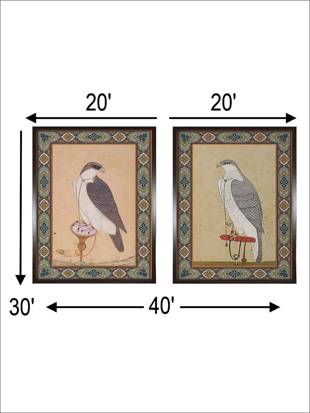 "2 Pieces Vintage Birds Painted Framed Wall Art''