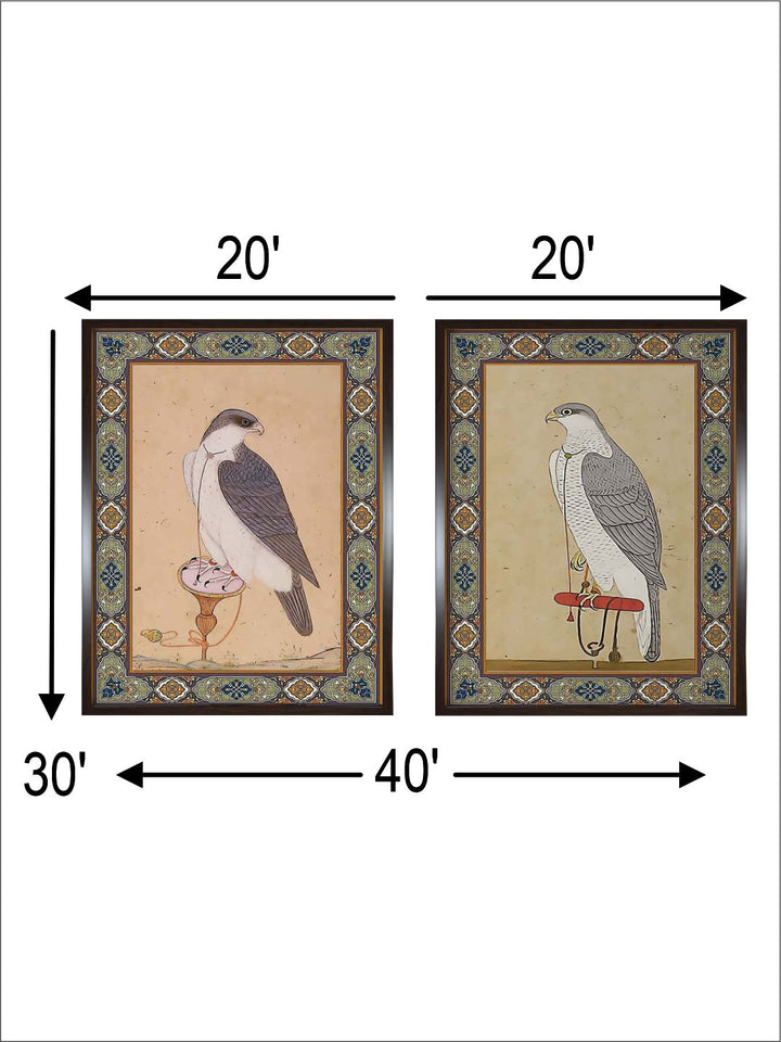 "2 Pieces Vintage Birds Painted Framed Wall Art''