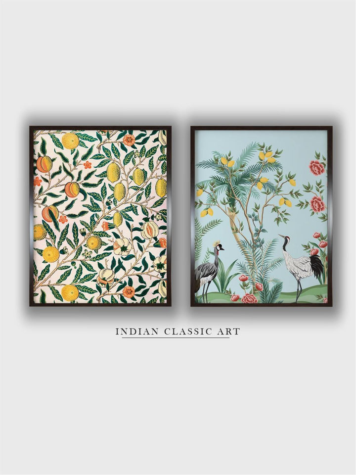 "2 Pcs Royal Floral & Botanical Painting Wall Art''