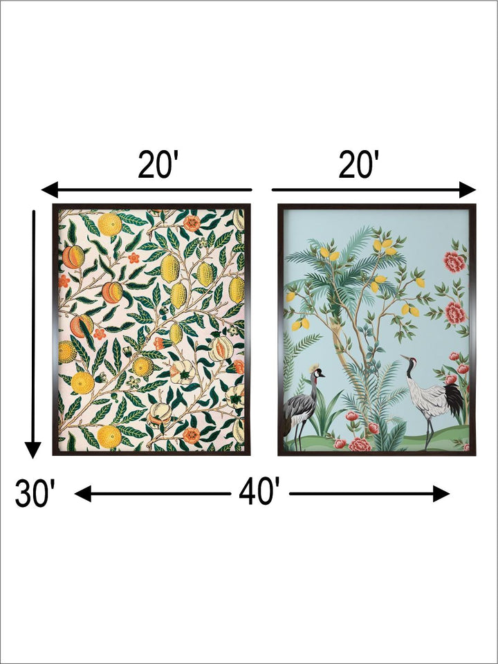 "2 Pcs Royal Floral & Botanical Painting Wall Art''