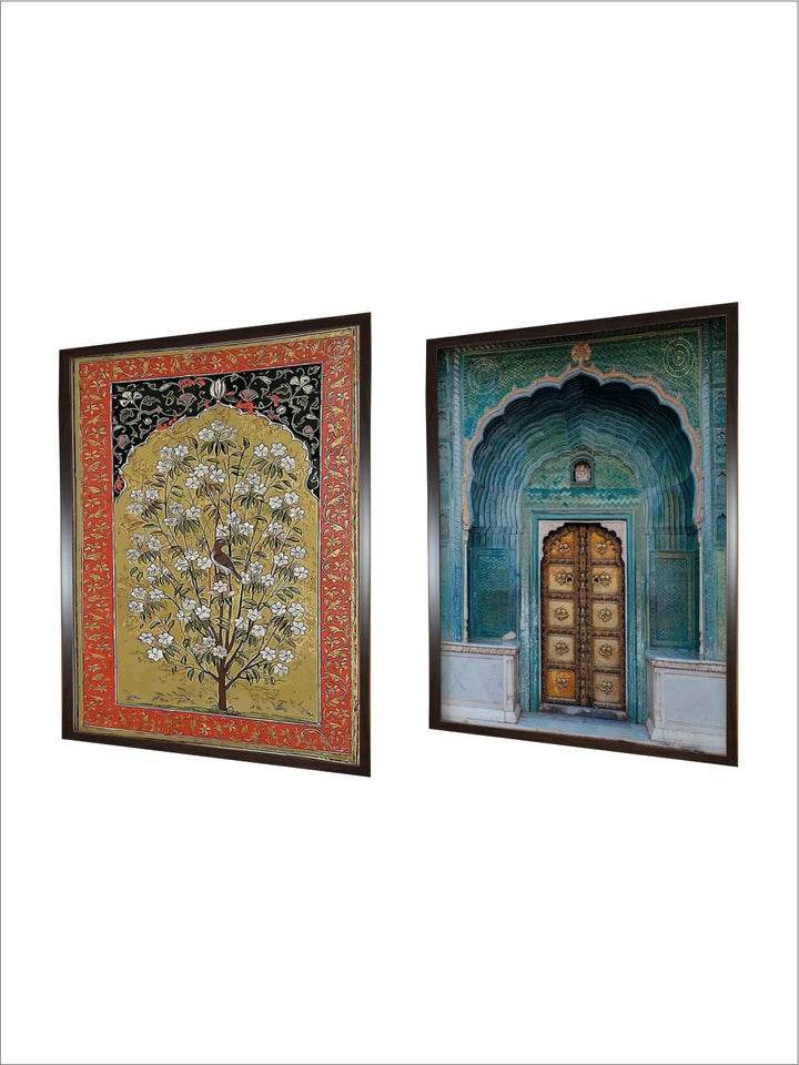 "Vintage Indian Palace Painting Framed Wall Art''