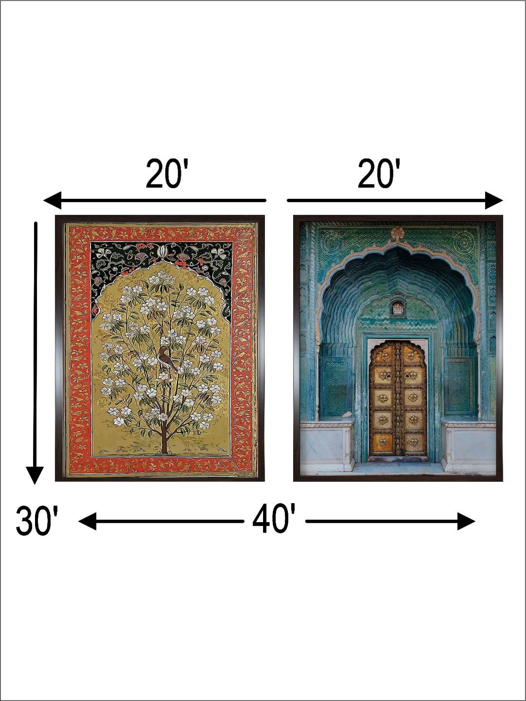 "Vintage Indian Palace Painting Framed Wall Art''