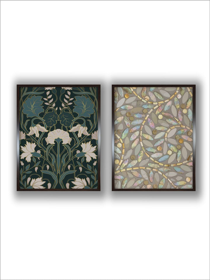 "2 Pieces Vintage Painted Framed Wall Art''