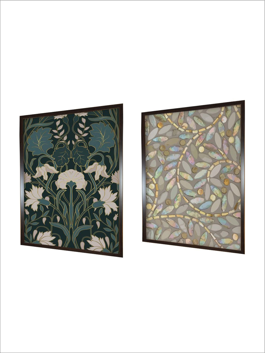 "2 Pieces Vintage Painted Framed Wall Art''