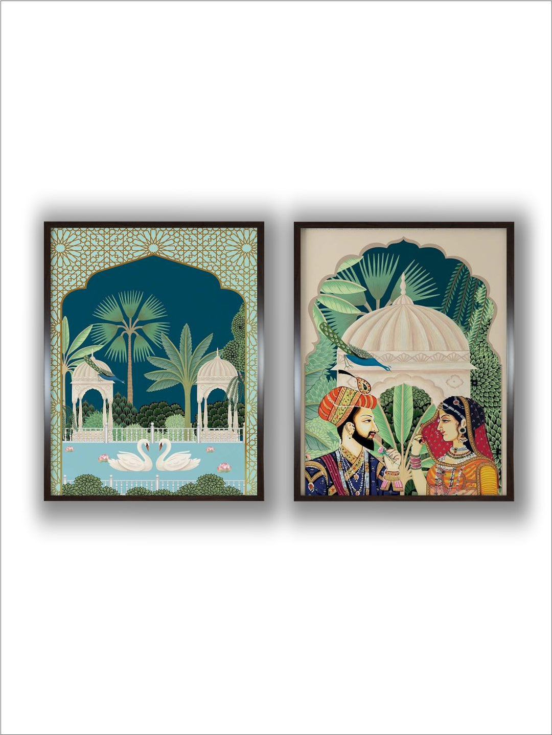 "2 Pieces Indian Royal Art Painted Framed Wall Art''