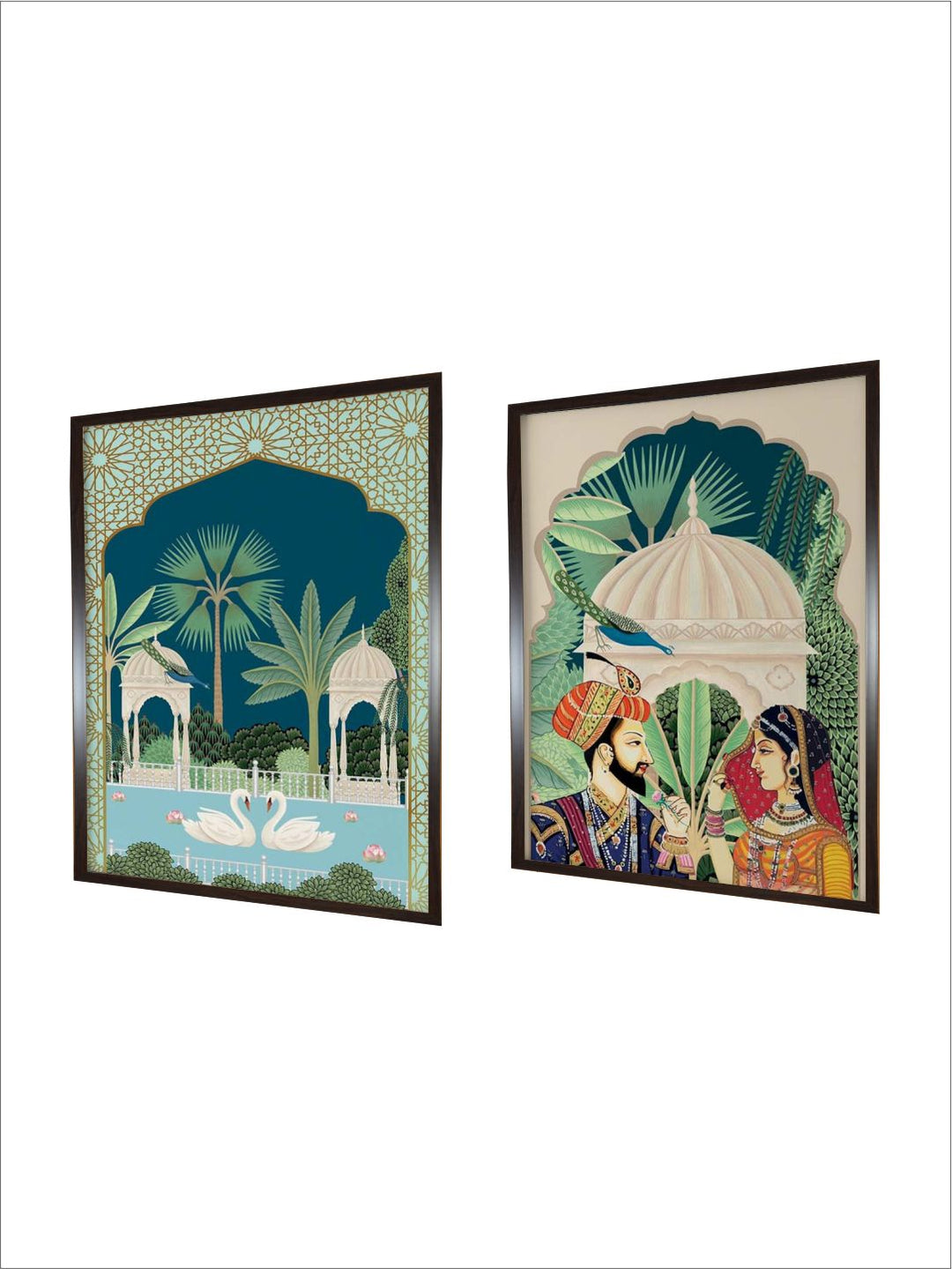 "2 Pieces Indian Royal Art Painted Framed Wall Art''