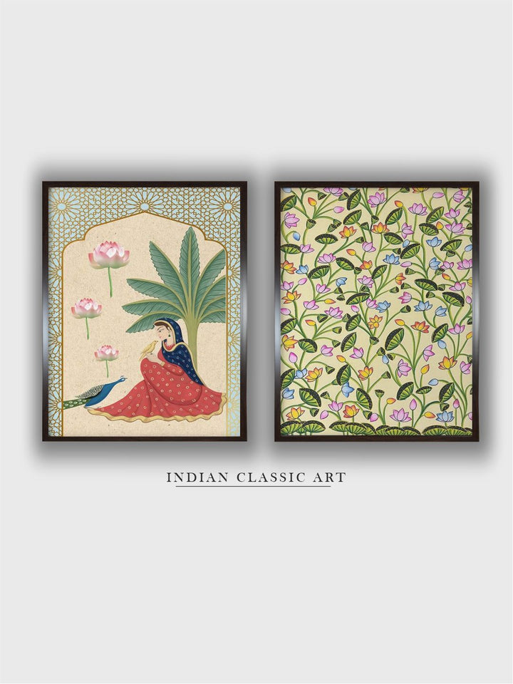 "2-Pieces Indian Folk Printed Framed Wall Art''
