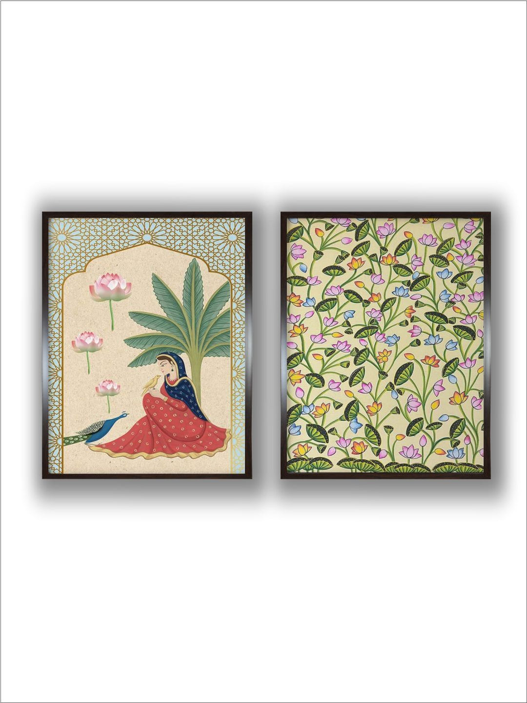 "2-Pieces Indian Folk Printed Framed Wall Art''