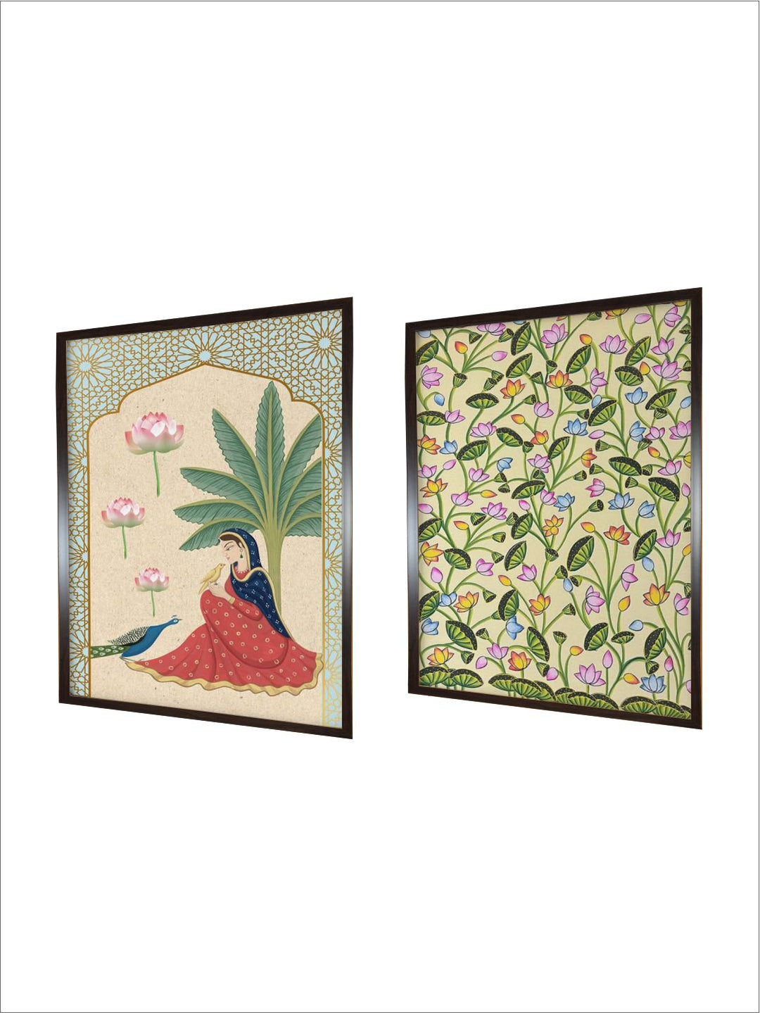 "2-Pieces Indian Folk Printed Framed Wall Art''