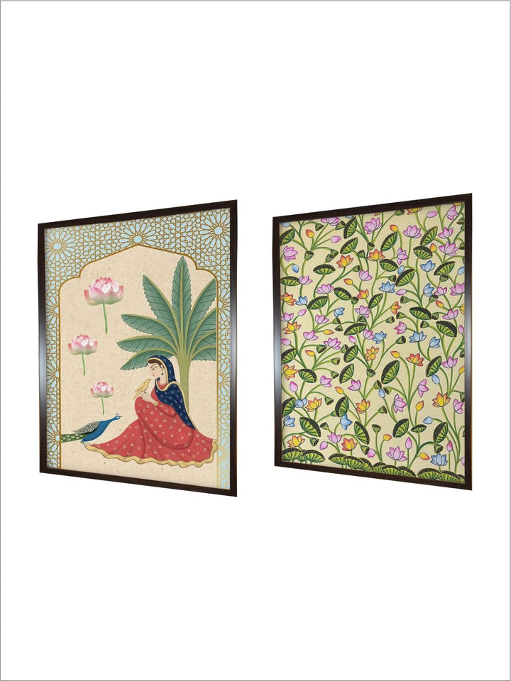 "2-Pieces Indian Folk Printed Framed Wall Art''