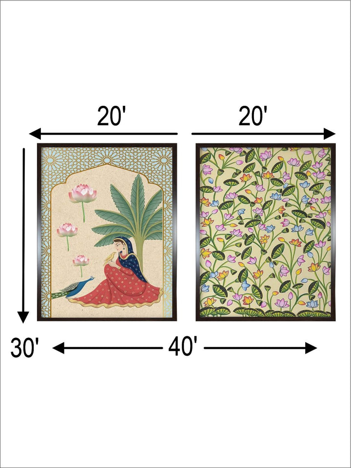 "2-Pieces Indian Folk Printed Framed Wall Art''