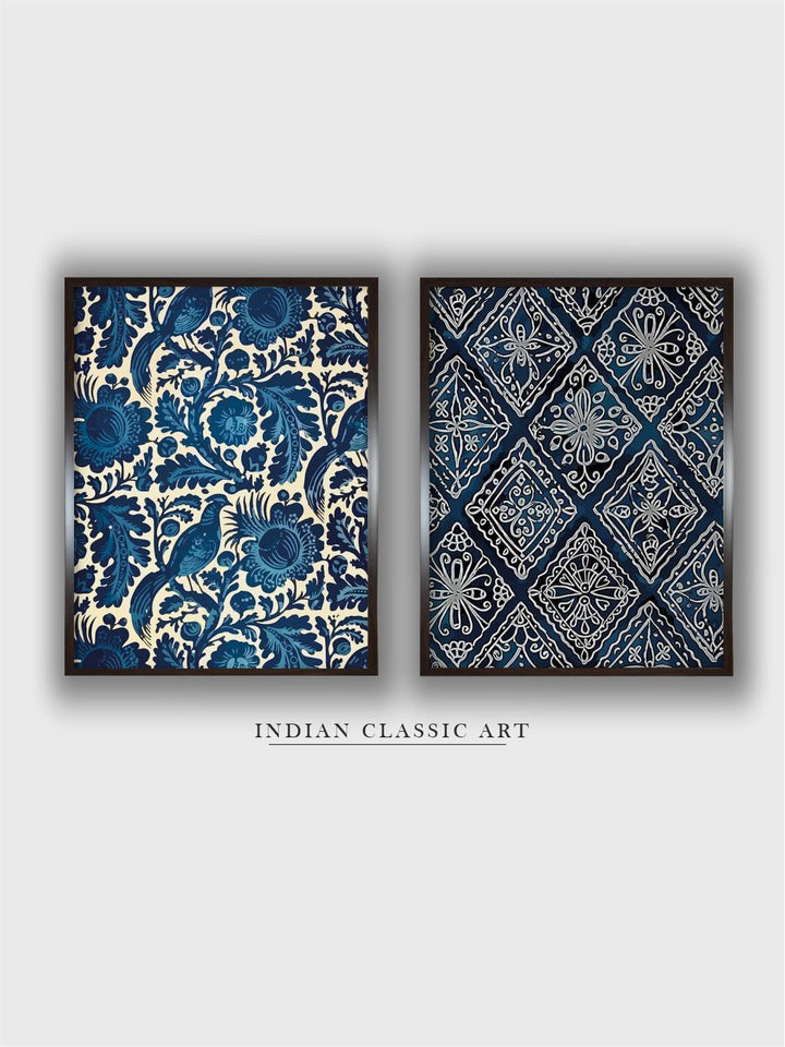 "Indigo Art Painted Framed Wall Art''