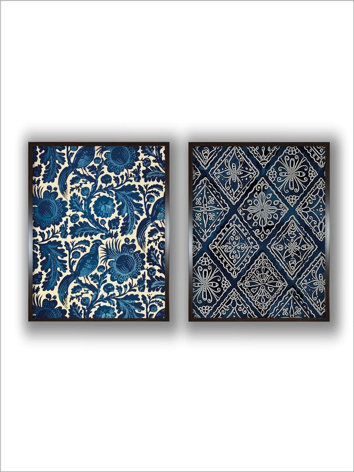 "Indigo Art Painted Framed Wall Art''