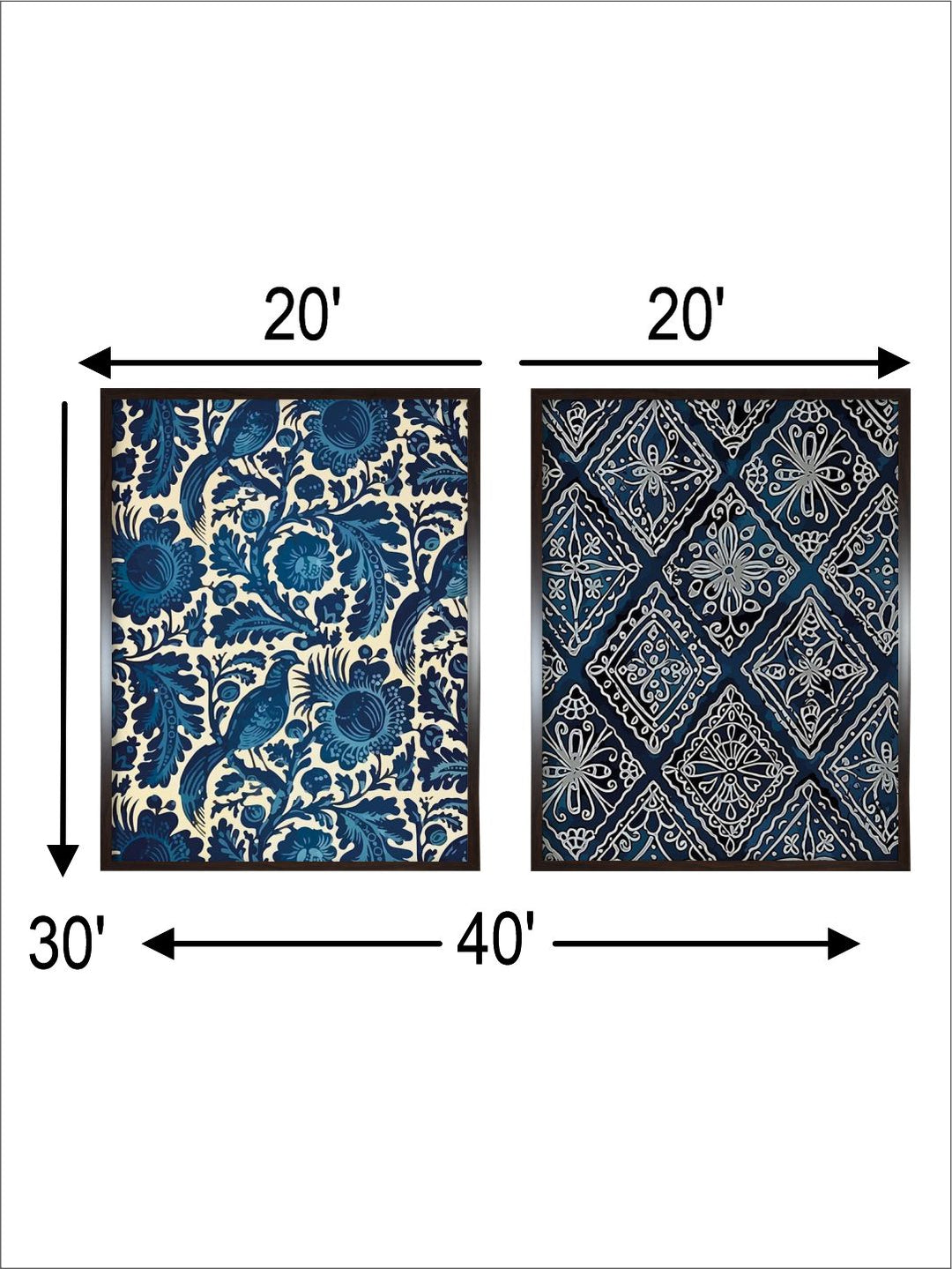 "Indigo Art Painted Framed Wall Art''