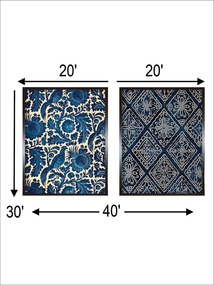 "Indigo Art Painted Framed Wall Art''