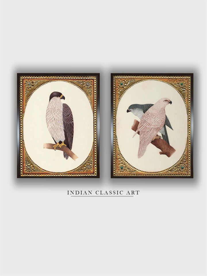 "2 Pieces Vintage Birds Painted Framed Wall Art''