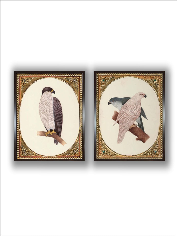 "2 Pieces Vintage Birds Painted Framed Wall Art''