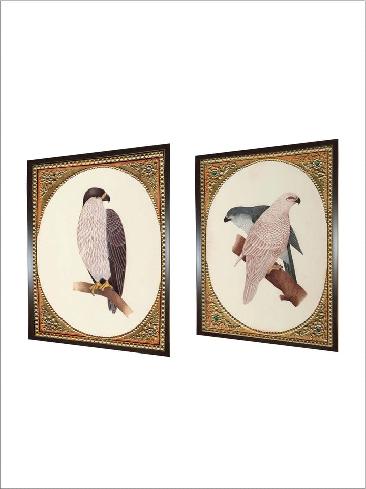 "2 Pieces Vintage Birds Painted Framed Wall Art''