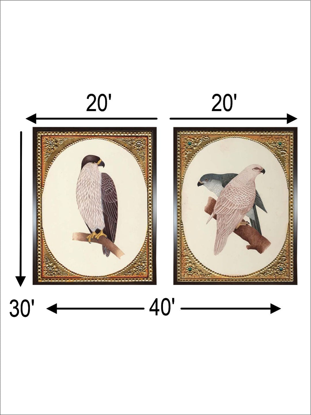 "2 Pieces Vintage Birds Painted Framed Wall Art''