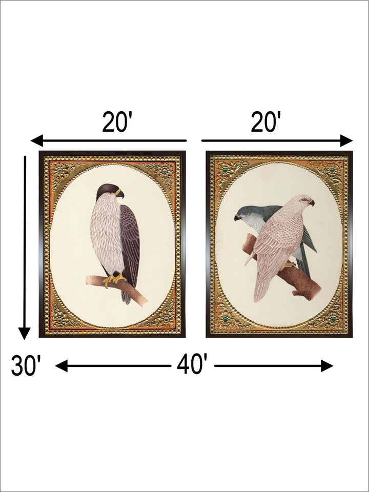 "2 Pieces Vintage Birds Painted Framed Wall Art''