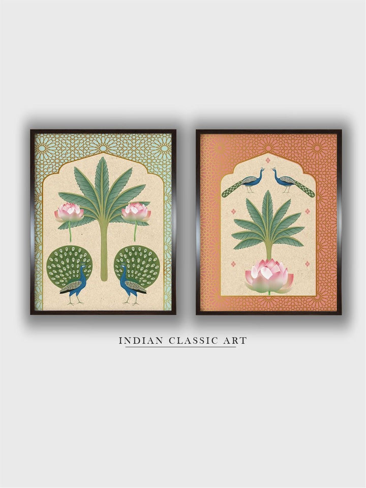 "2-Pieces Indian Folk Printed Framed Wall Art''
