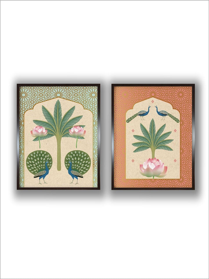 "2-Pieces Indian Folk Printed Framed Wall Art''