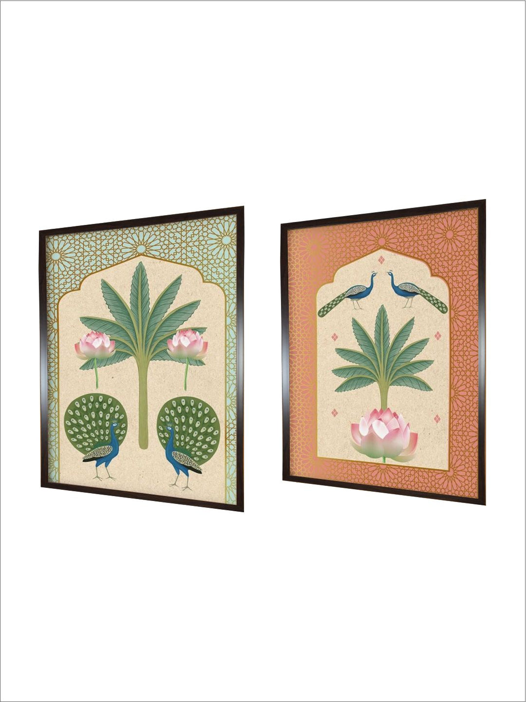 "2-Pieces Indian Folk Printed Framed Wall Art''