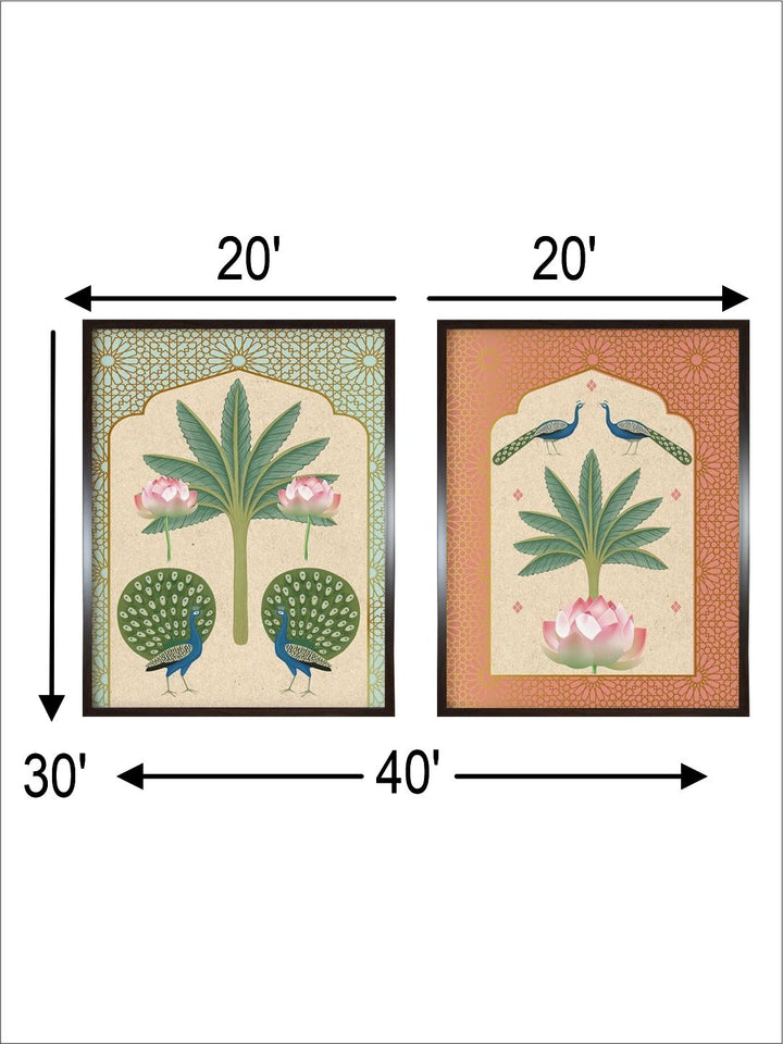 "2-Pieces Indian Folk Printed Framed Wall Art''
