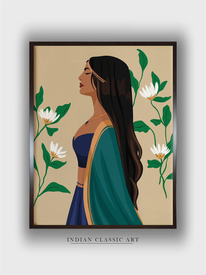 "Beige & Green Painting Canvas Wall Art''