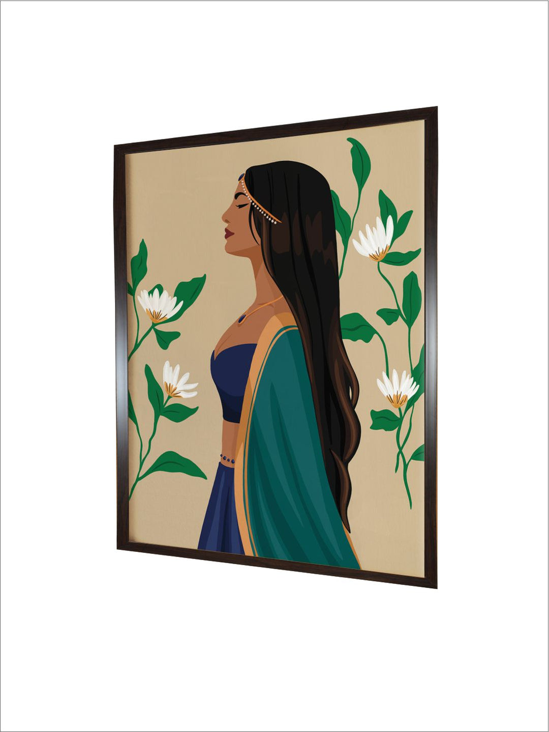 "Beige & Green Painting Canvas Wall Art''